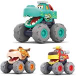 MOONTOY 3 Pack Friction Powered Toy Cars - 1 Year+ Age